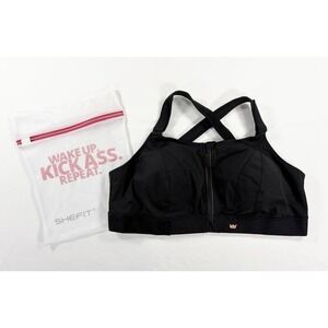 New SHEFIT Ultimate Sports Black Bra Adjustable High Impact Wash Bag 6XL 6 Luxe
